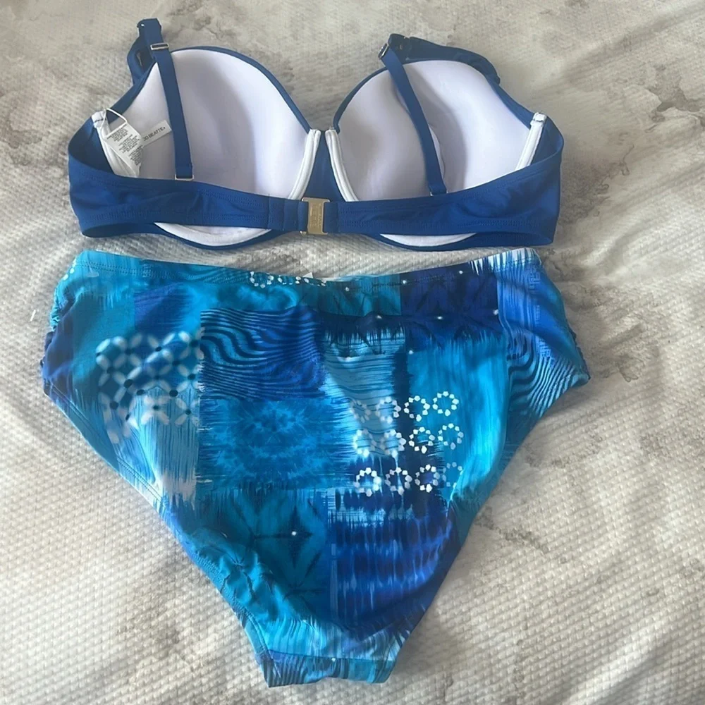 Bleu Rod Beattie Blue Bikini Set Top Size 40D Bottom Size 14
